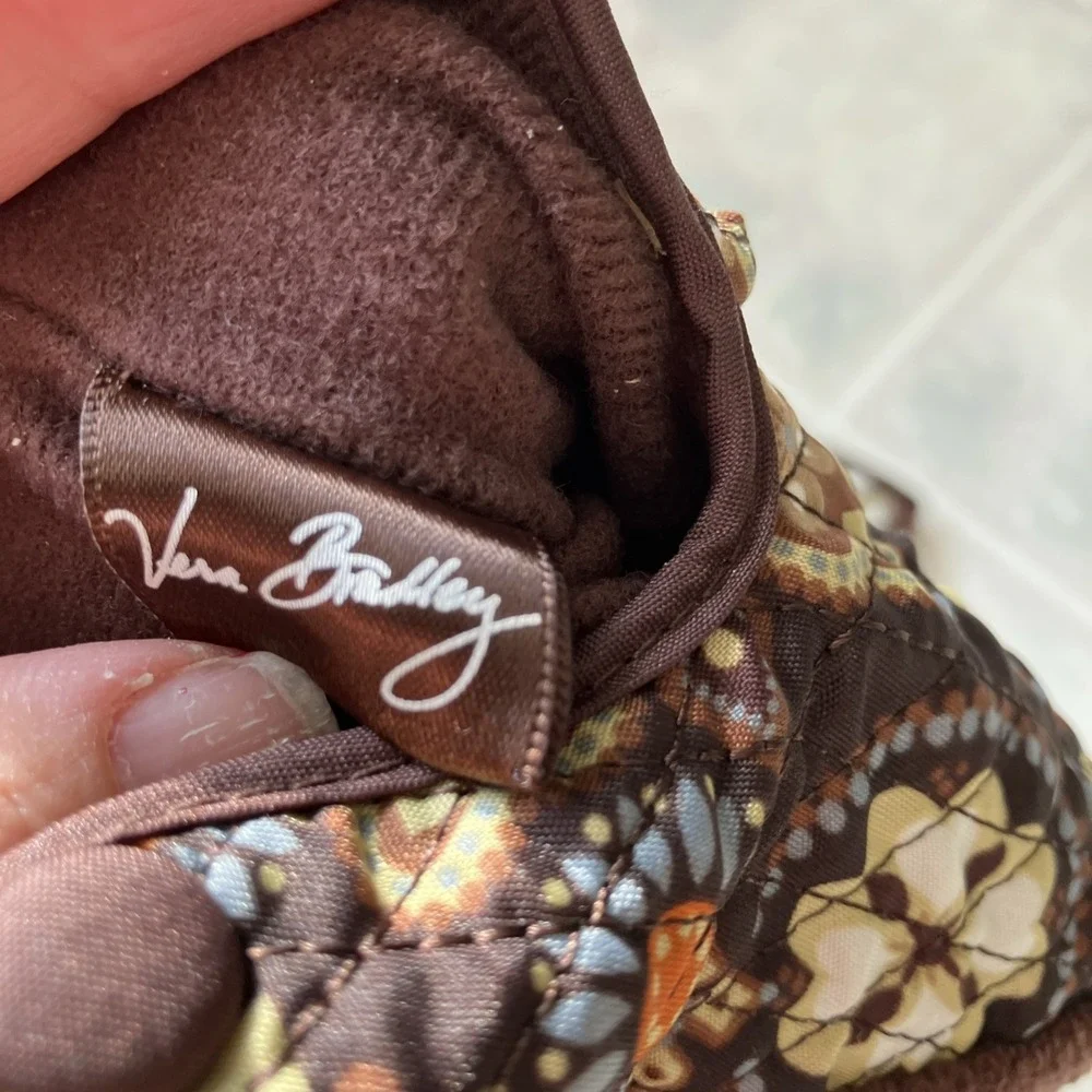 Vera Bradley Fleece Gloves‎ Brown  Floral Pattern Size Small /  Medium
